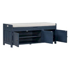 3 Doors Storage Bench with Removable Cushion and Hidden Storage Space