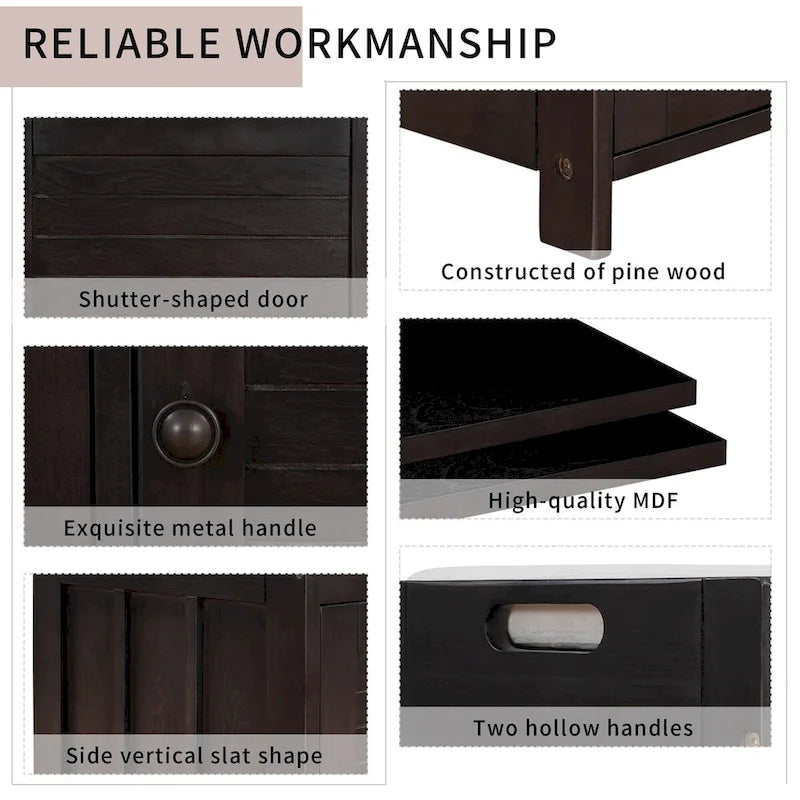 3 Doors Storage Bench with Removable Cushion and Hidden Storage Space