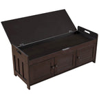 3 Doors Storage Bench with Removable Cushion and Hidden Storage Space