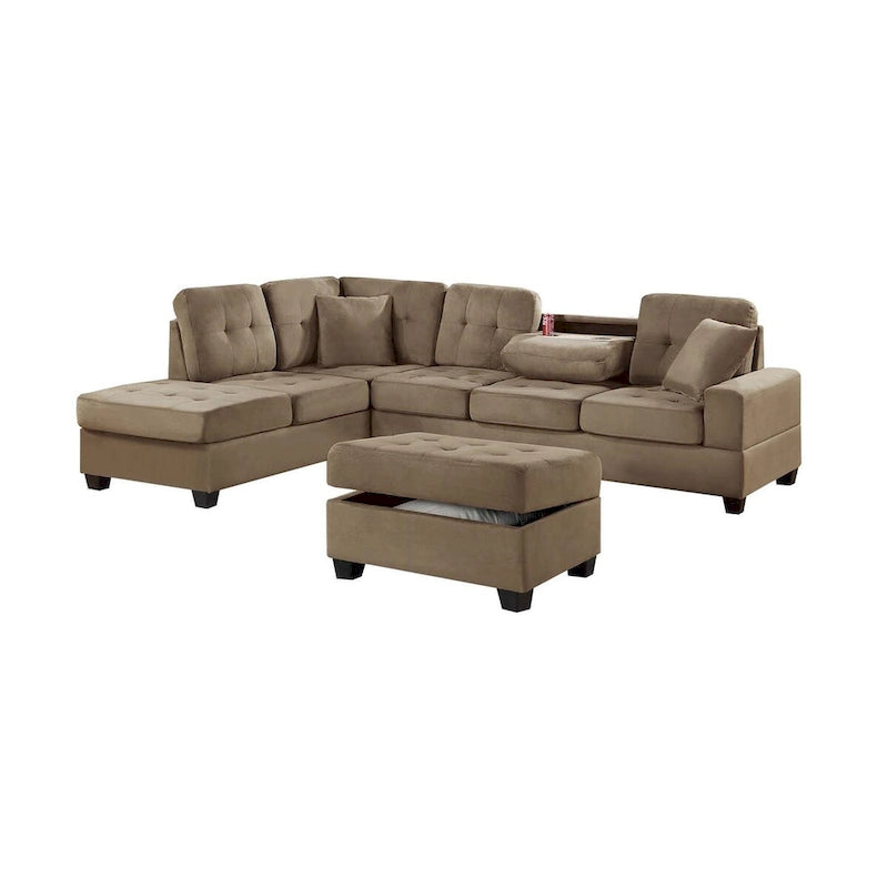 Poundex 3-Piece Sectional Set W/ Ottoman