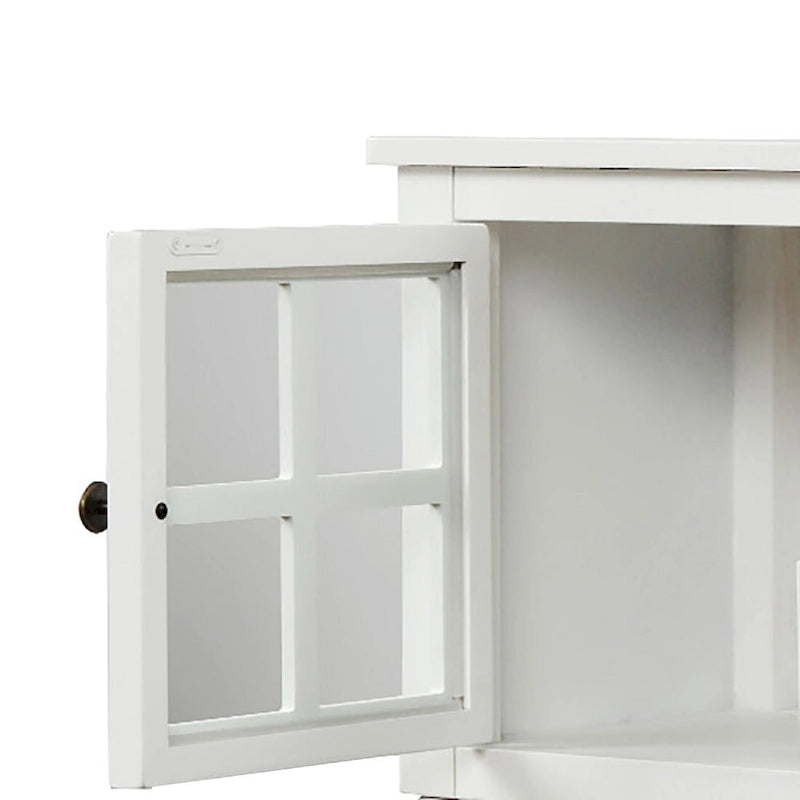 Vintage French Wooden Console Table with Two Glass Cabinet Doors