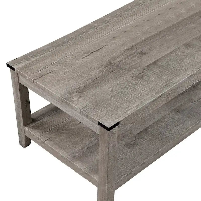 Hilton 3 Piece Coffee and End Table Set, Wood, Storage Shelf, Beige Finish