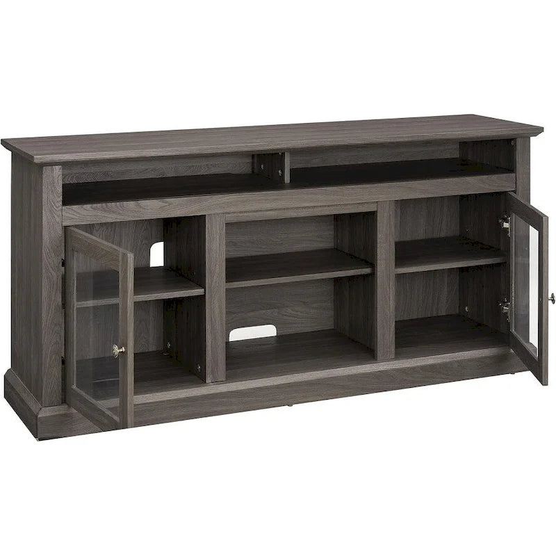Roomfitters Contemporary TV Media Stand, Modern Entertainment Console, Up to 65 TV, Open & Closed Storage Space