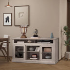 Roomfitters Contemporary TV Media Stand, Modern Entertainment Console, Up to 65 TV, Open & Closed Storage Space
