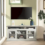 Roomfitters Contemporary TV Media Stand, Modern Entertainment Console, Up to 65 TV, Open & Closed Storage Space