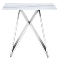 Luxurious Silver M Shape Base End Table Glass Accent Table