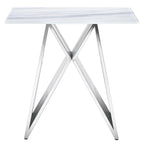 Luxurious Silver M Shape Base End Table Glass Accent Table