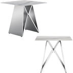 Luxurious Silver M Shape Base End Table Glass Accent Table