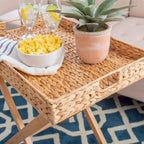 Christiansen Natural Hyacinth Foldable Snack Table with Removable Tray