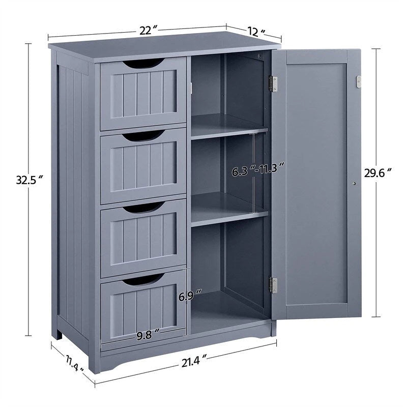 Wooden Bathroom Floor Cabinet - 13D x 22W x 32H