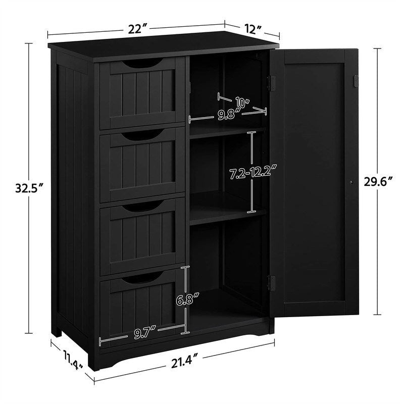 Wooden Bathroom Floor Cabinet - 13D x 22W x 32H