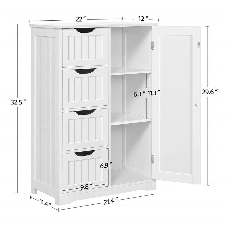 Wooden Bathroom Floor Cabinet - 13D x 22W x 32H