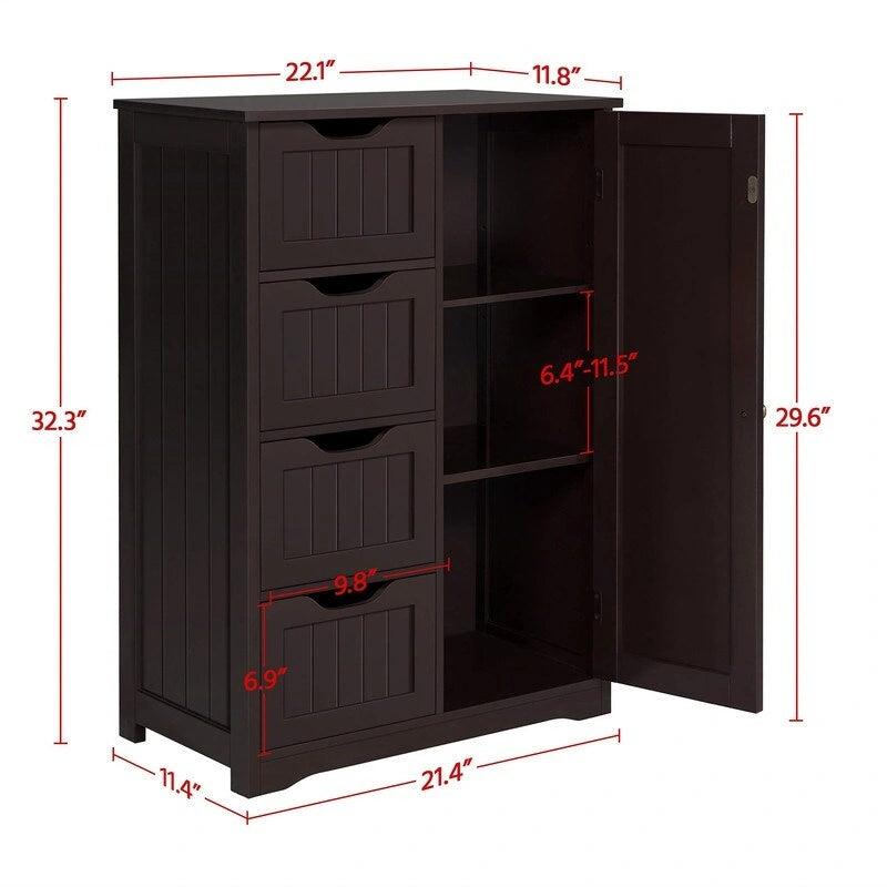 Wooden Bathroom Floor Cabinet - 13D x 22W x 32H