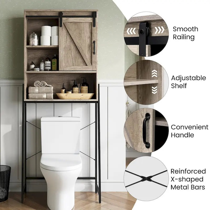 Over-The-Toilet Storage Cabinet Bathroom Organizer with Adjustable Shelf