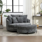 Modern Sofa Chair Round Accent Barrel Chair With 5 Pillows and Optional Ottoman