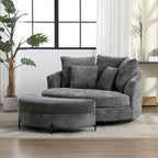 Modern Sofa Chair Round Accent Barrel Chair With 5 Pillows and Optional Ottoman