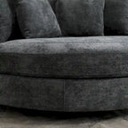 Modern Sofa Chair Round Accent Barrel Chair With 5 Pillows and Optional Ottoman