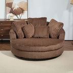 Modern Sofa Chair Round Accent Barrel Chair With 5 Pillows and Optional Ottoman