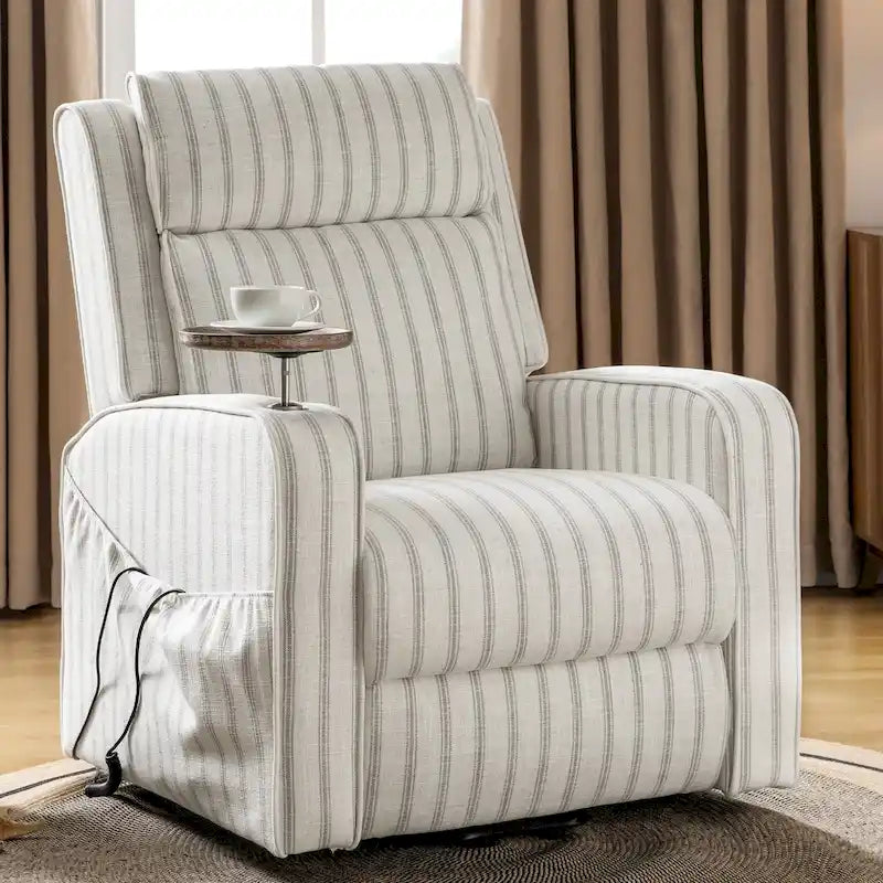 Darrell Modern Lift Assist Massage and Heating Power Recliner with Charing and Soild Wood Tray by HULALA HOME