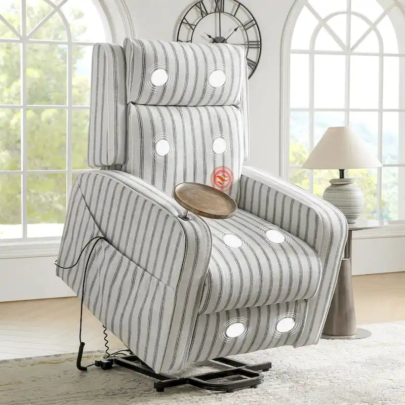 Darrell Modern Lift Assist Massage and Heating Power Recliner with Charing and Soild Wood Tray by HULALA HOME