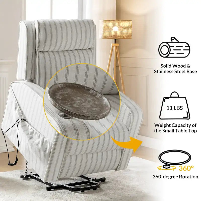 Darrell Modern Lift Assist Massage and Heating Power Recliner with Charing and Soild Wood Tray by HULALA HOME