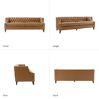 Eugne Transitional Genuine Leather Tufted Design Sofa with Solid Wood Legs by HULALA HOME