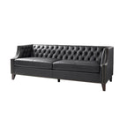 Eugne Transitional Genuine Leather Tufted Design Sofa with Solid Wood Legs by HULALA HOME