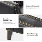 Eugne Transitional Genuine Leather Tufted Design Sofa with Solid Wood Legs by HULALA HOME