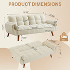 75.39 INCH Futon Sofa Bed, Convertible Folding Futon Couch Recliner Lounge For Living Room With 2 Pillow/Armrest
