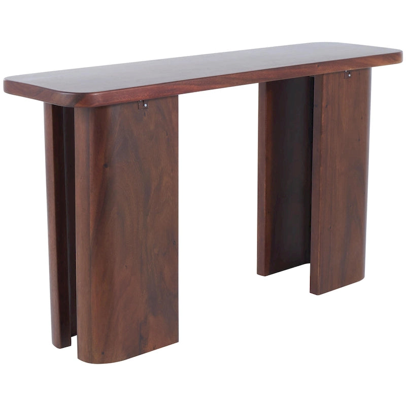 Wood Console Table with Curved Legs Panels - Dark Brown - Roche River Decor