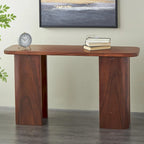 Wood Console Table with Curved Legs Panels - Dark Brown - Roche River Decor