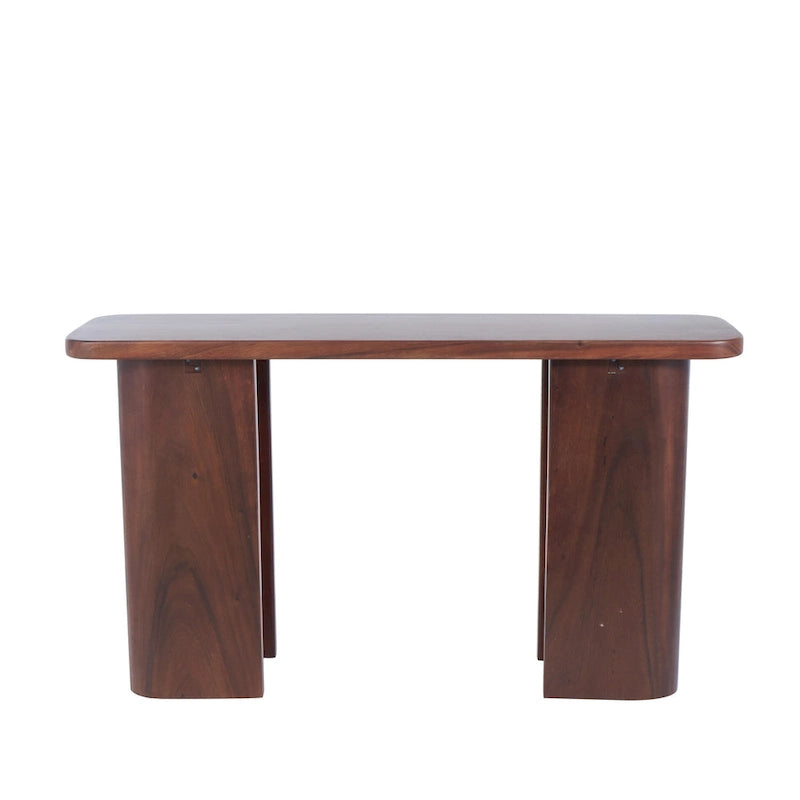 Wood Console Table with Curved Legs Panels - Dark Brown - Roche River Decor