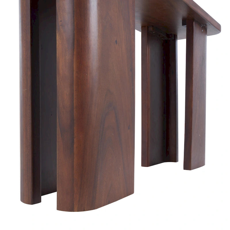 Wood Console Table with Curved Legs Panels - Dark Brown - Roche River Decor