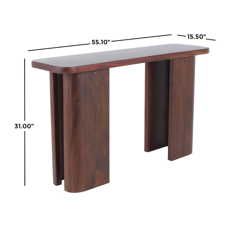 Wood Console Table with Curved Legs Panels - Dark Brown - Roche River Decor