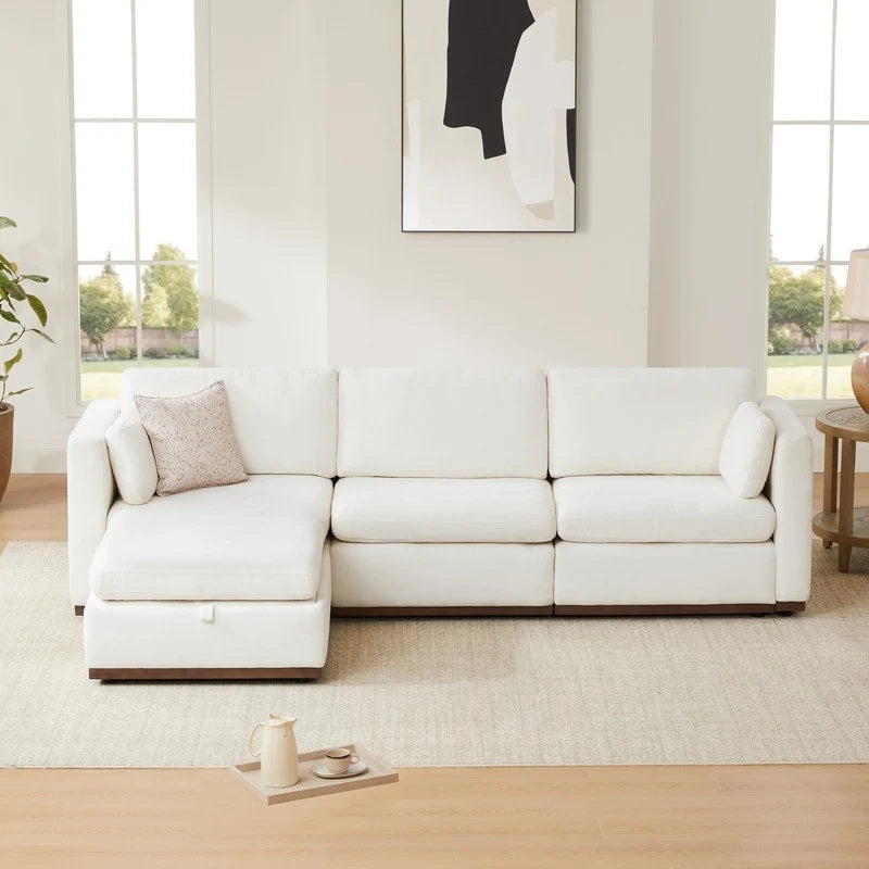 Donna Oversized Modular Sectional Fabric Sofa with Upgraded Wood Base