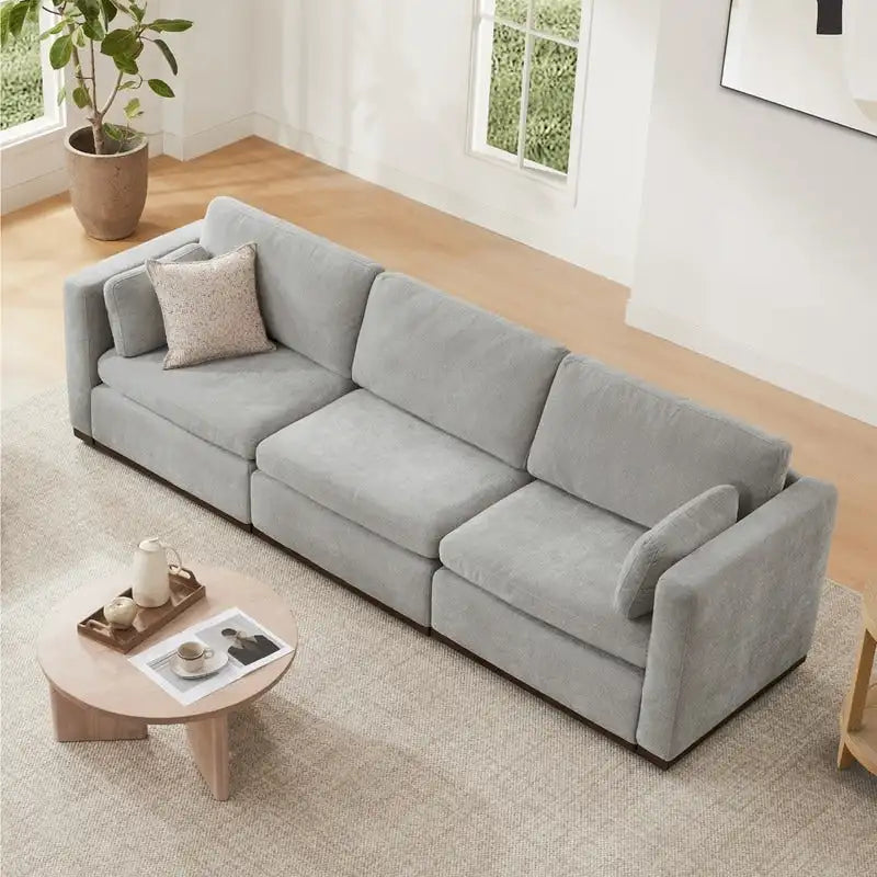 Donna Oversized Modular Sectional Fabric Sofa with Upgraded Wood Base
