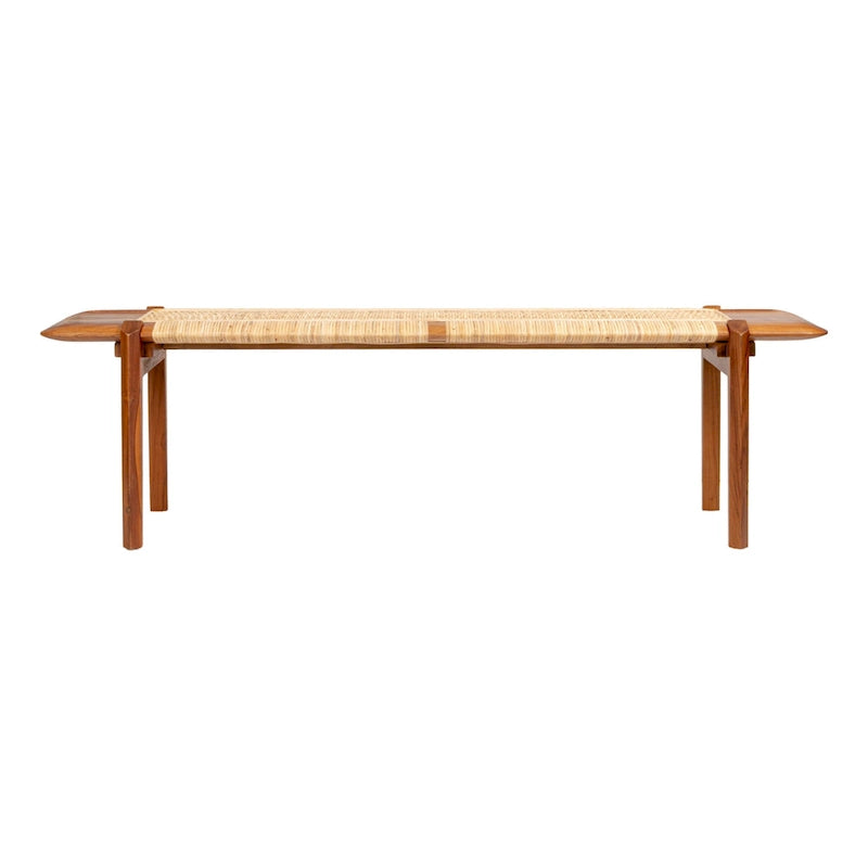 Teakwood and Rattan Bench