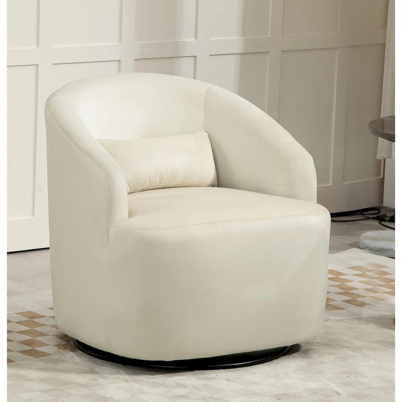 Accent Chair with Barrel-shaped Design and 360 Degree Swivel Feature
