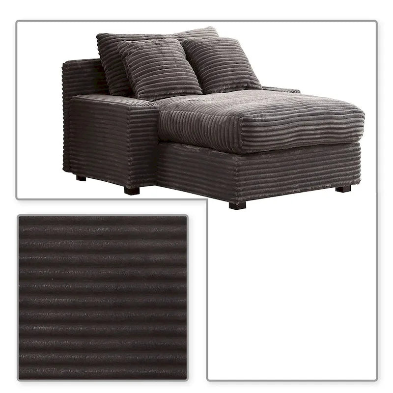 Modern Stylish Corduroy Fabric Upholstered Chaise Lounge Chair