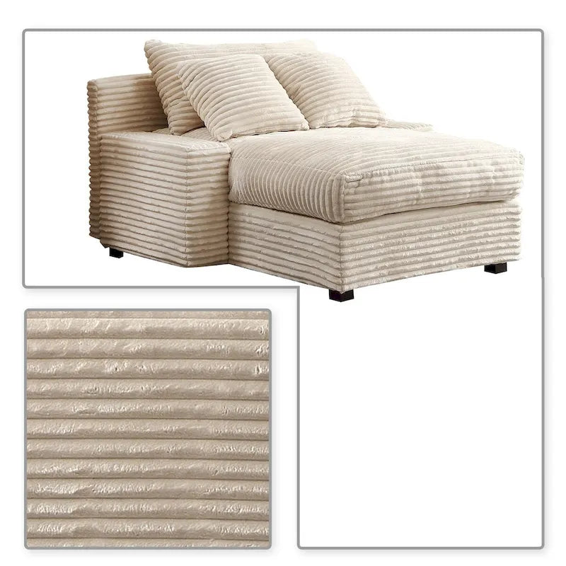 Modern Stylish Corduroy Fabric Upholstered Chaise Lounge Chair