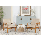 Velvet/leather Upholstered Mid-Century Modern Wood Frame Armchair for Living Room(set of 2)