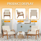 Velvet/leather Upholstered Mid-Century Modern Wood Frame Armchair for Living Room(set of 2)