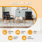 Velvet/leather Upholstered Mid-Century Modern Wood Frame Armchair for Living Room(set of 2)