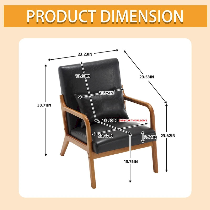 Velvet/leather Upholstered Mid-Century Modern Wood Frame Armchair for Living Room(set of 2)