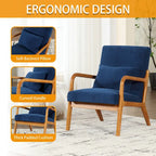 Velvet/leather Upholstered Mid-Century Modern Wood Frame Armchair for Living Room(set of 2)