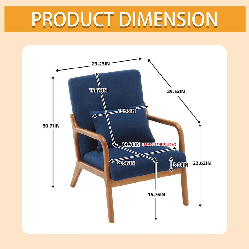 Velvet/leather Upholstered Mid-Century Modern Wood Frame Armchair for Living Room(set of 2)